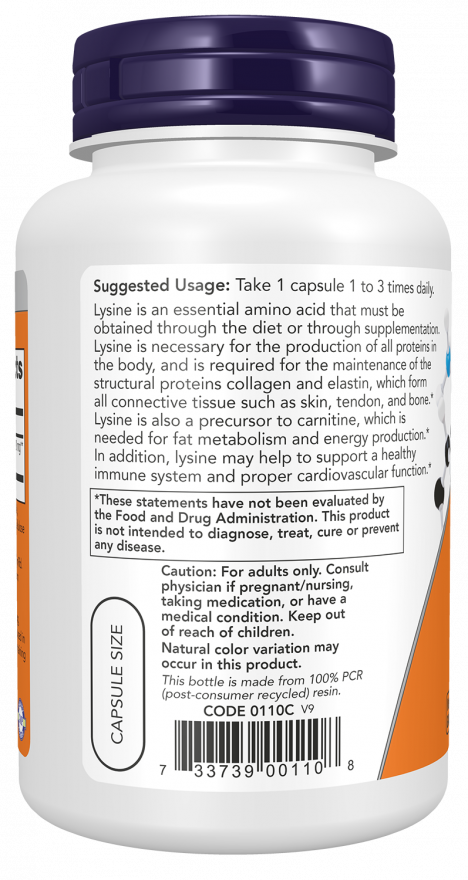 NOW - L-Lysine 500mg 100 VCAPS