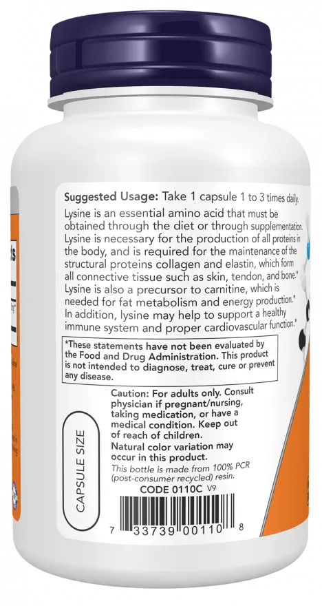NOW - L-Lysine 500mg 100 VCAPS