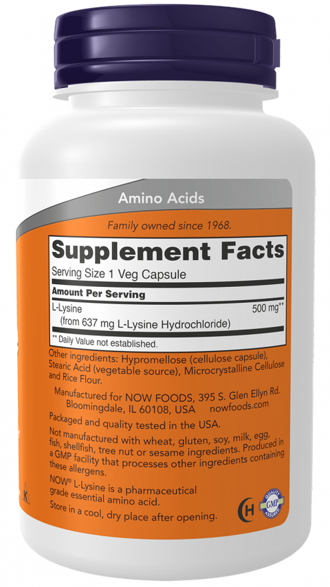 NOW - L-Lysine 500mg 100 VCAPS
