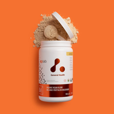 Organic Vegan Blend, vanilla vegan protein by ATP LAB. Available at Healthsupp