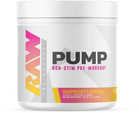 Non-stim pre-workout pump by raw raspberry lemonade flavor