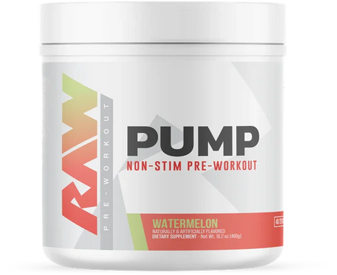 Non-stim pre-workout pump by raw watermelon flavor