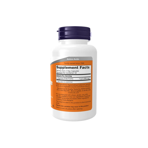 NOW - L-Arginine 500mg 100 Veg Capsules