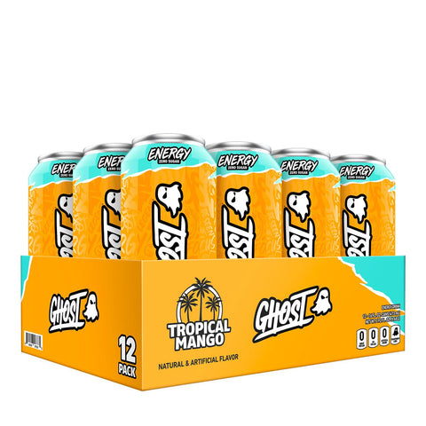 GHOST - RTD Energy Drinks, Tropical Mango Flavor, 12 Packs Ghost