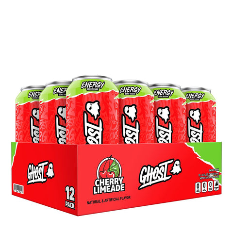 GHOST - RTD Energy Drinks, Cherry Limeade Flavor, 12 Packs Ghost