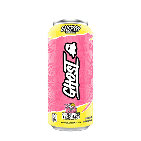 GHOST - RTD Energy Drinks, Sour Pink Lemonade Flavor, 1 Pack Ghost