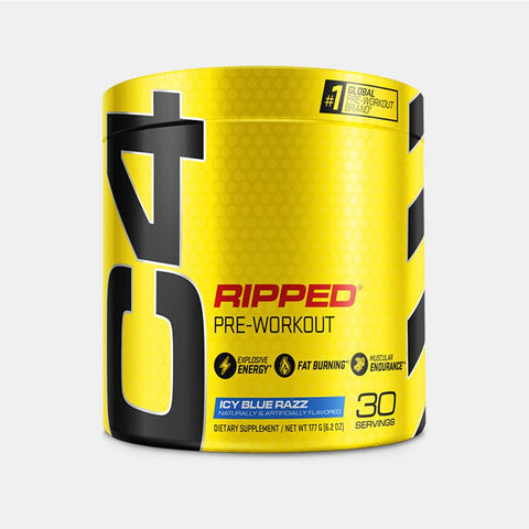 Ripped Pre-Workout, Icy Blue Razz Flavor, C4